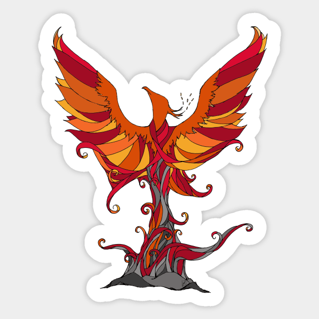 Phoenix Rising Sticker by MellyLunaDesigns